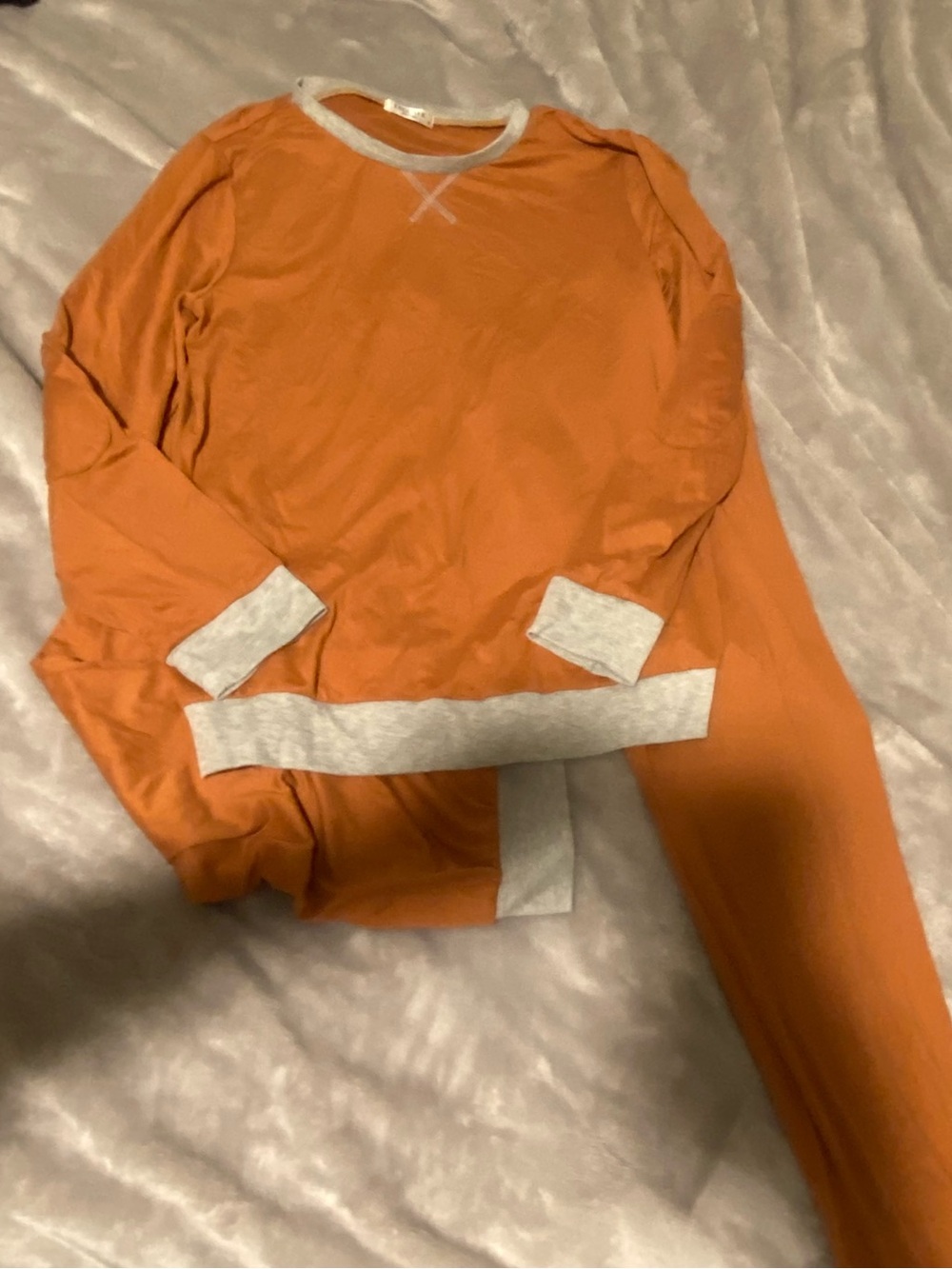 Women’s Cozy Orange Two-Piece Pajama Set with Contrast Trim